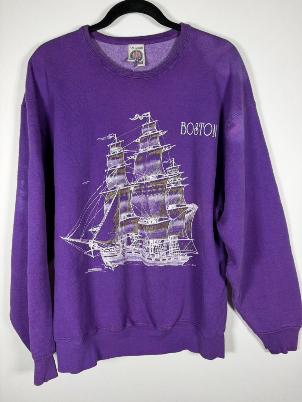 Vintage 90s Munsingwear Boston Tall Ships 1992 purple oversized sweatshirt L